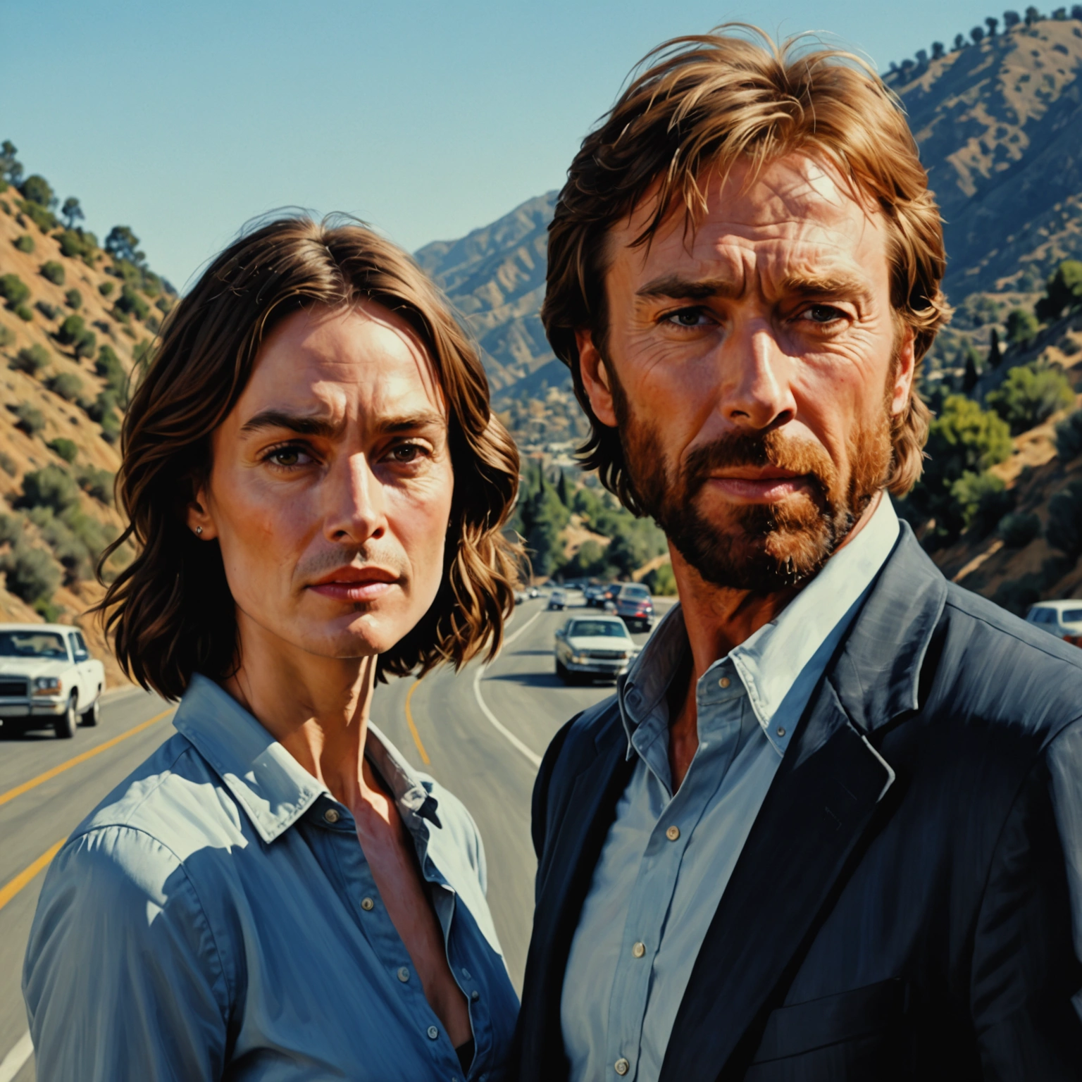 Keira Knightley and Chuck Norris on Mulholland Drive