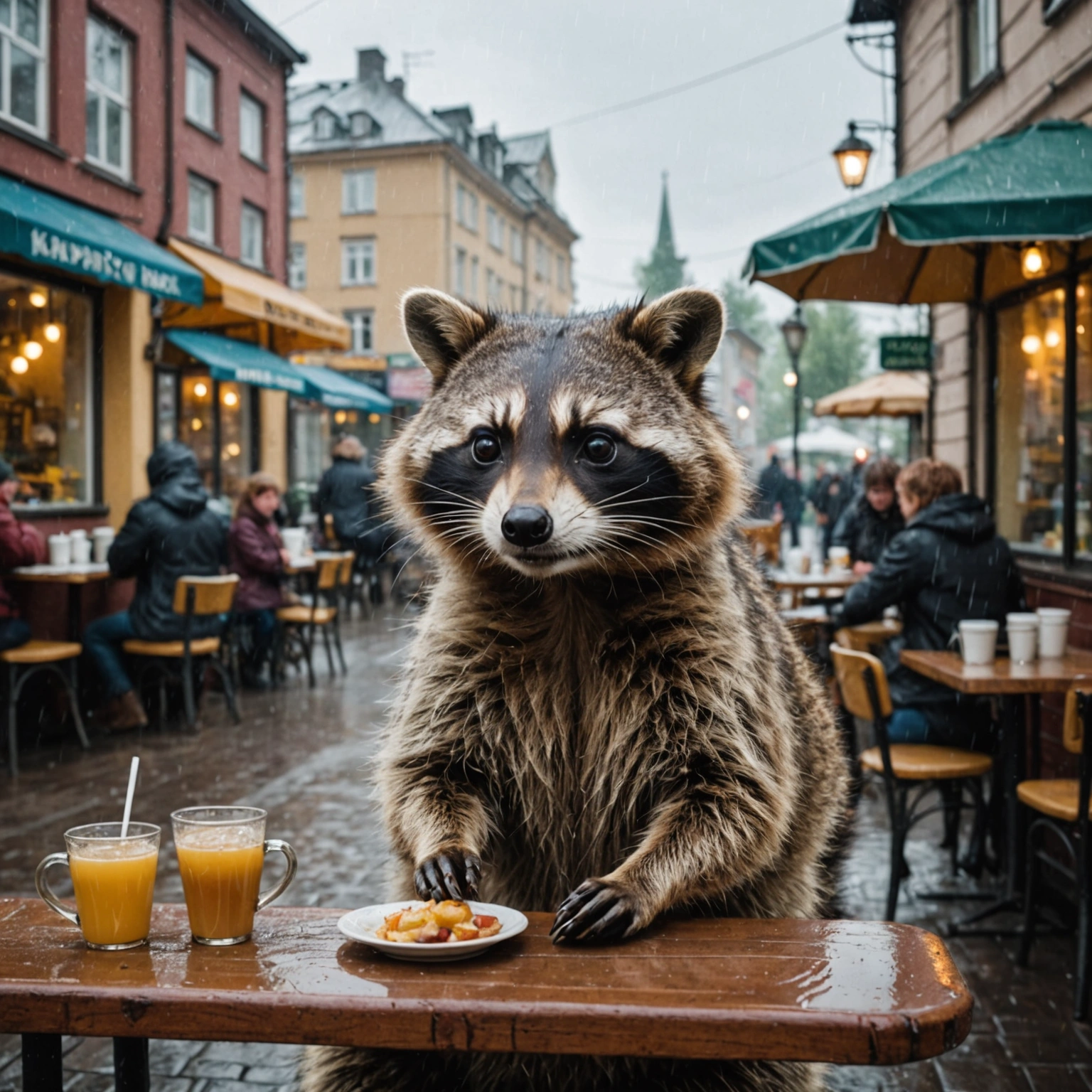 Krasnoyarsk Raccoon and the Rainy Day Cafe