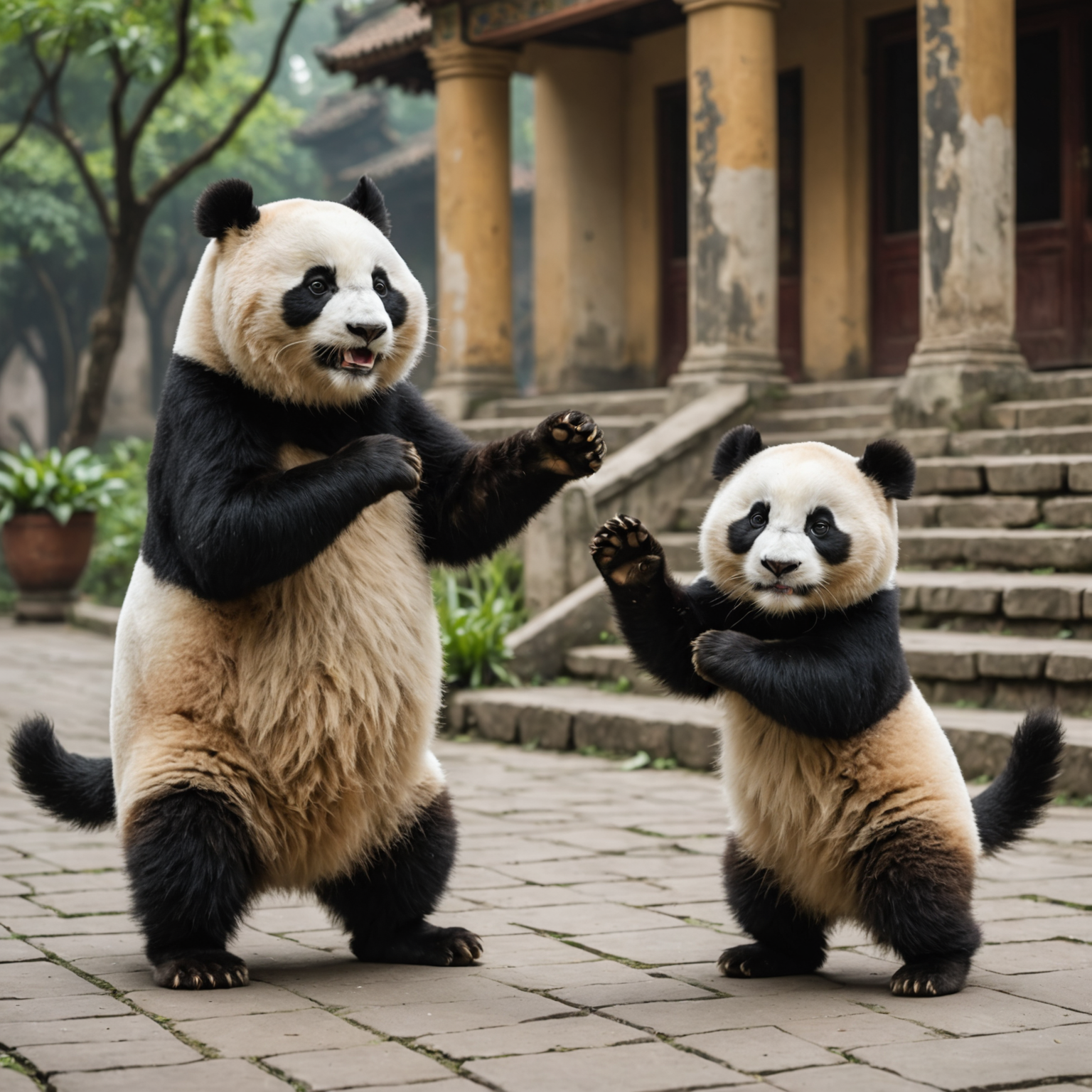 Cat Dances Wildly with Panda in Hanoi During Mesopotamian Civilization 