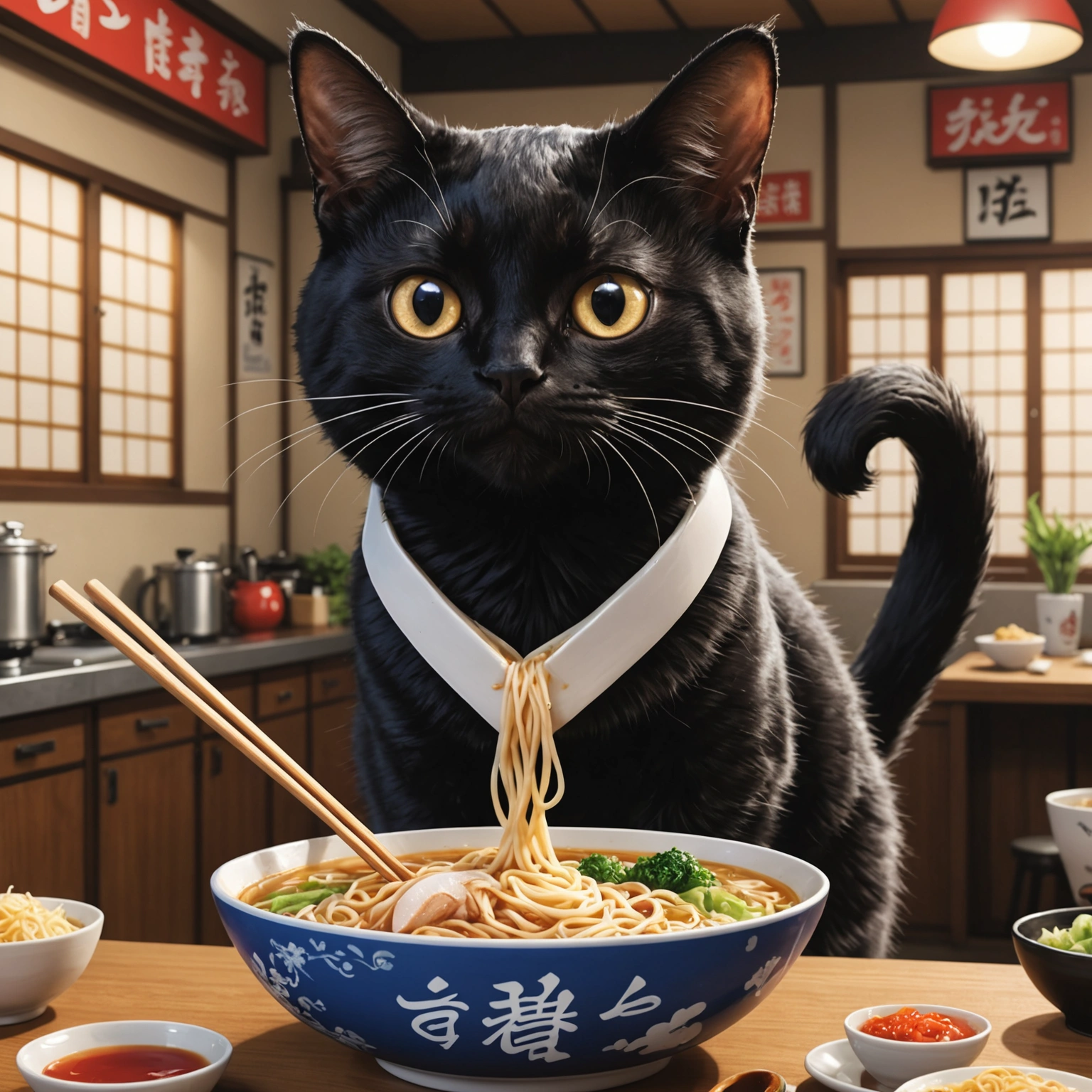 CAT STARES AT ARIANA GRAND:  TONKOTSU RAMEN CHALLENGE IN TOCHIGI