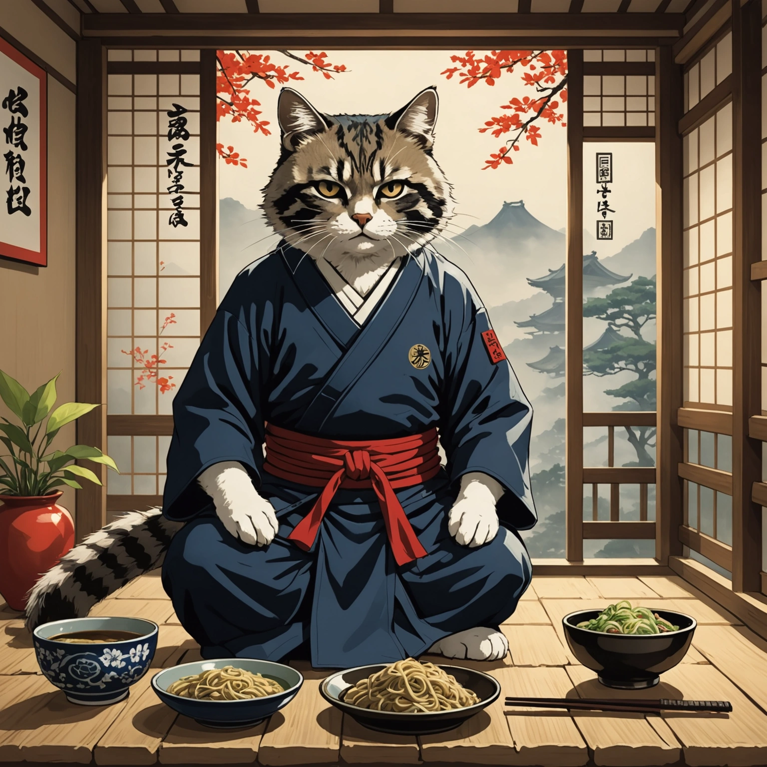 CAT IN SUINING RECITES HAIKU TO ODA NOBUNAGA