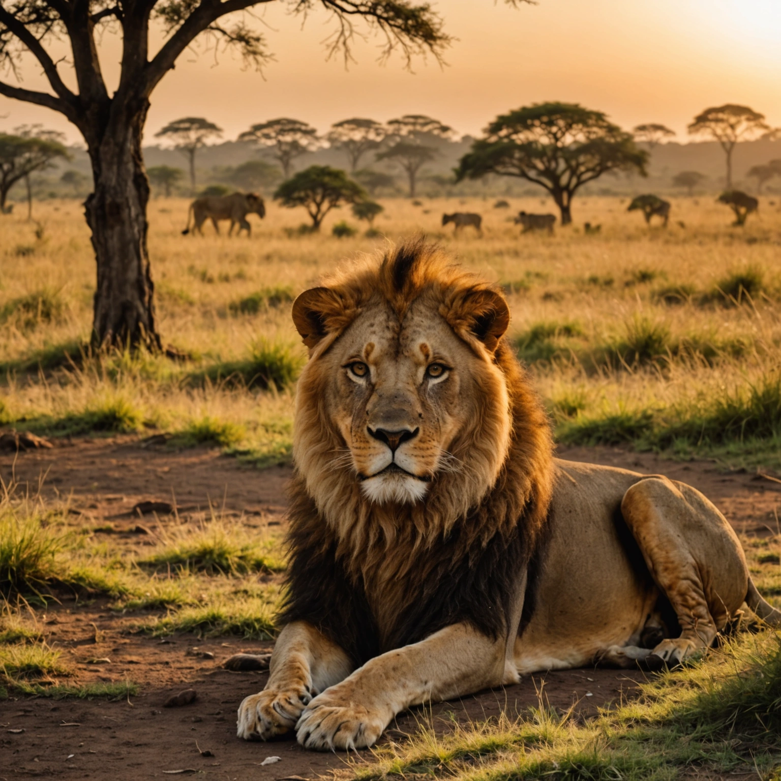 LION'S SORROW IN KENYA SAVANNA