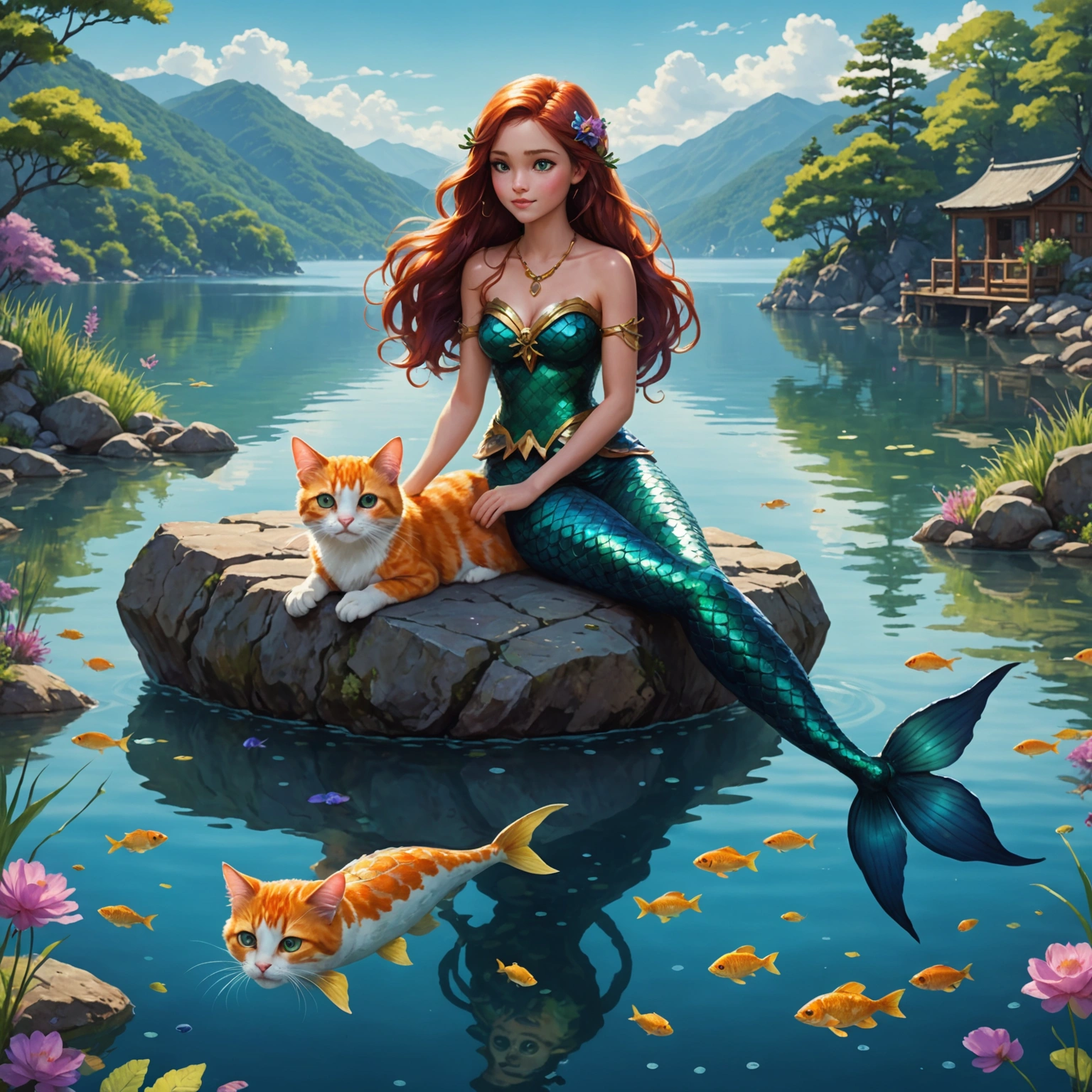 Mermaid's Remote Work Turns Mysterious; Enigmatic Cat Leads to Legendary Gem Hunt at Lake Suwa