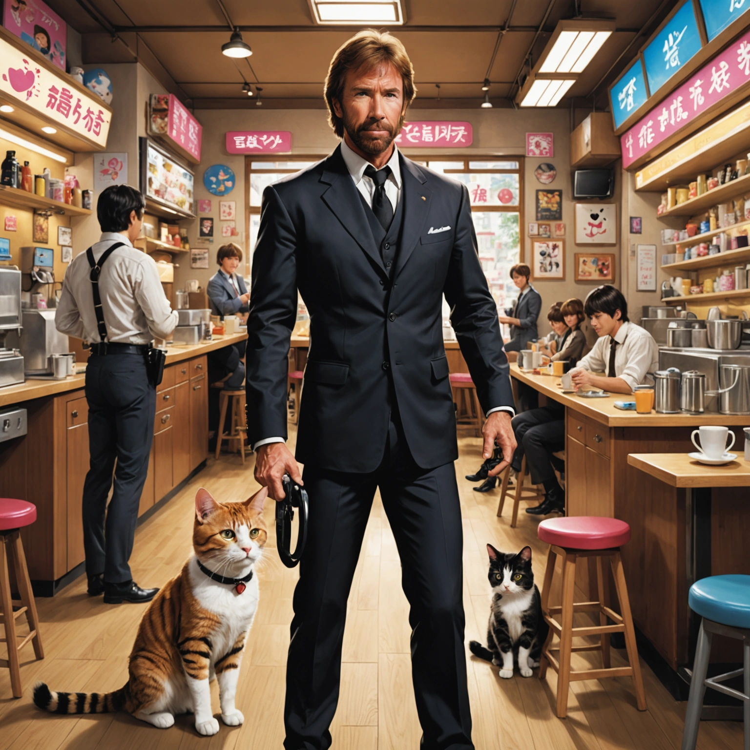Chuck Norris and Love-Struck Cat Mike's Hilarious Spy Caper in Tokyo