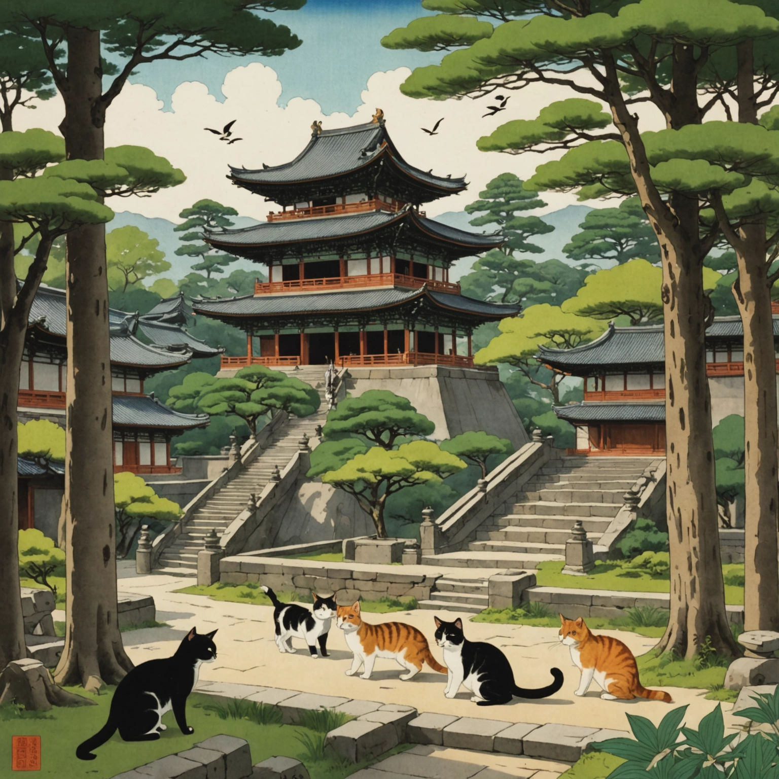 CATS PLAY MELODIES IN PEACEFUL LANDSCAPES