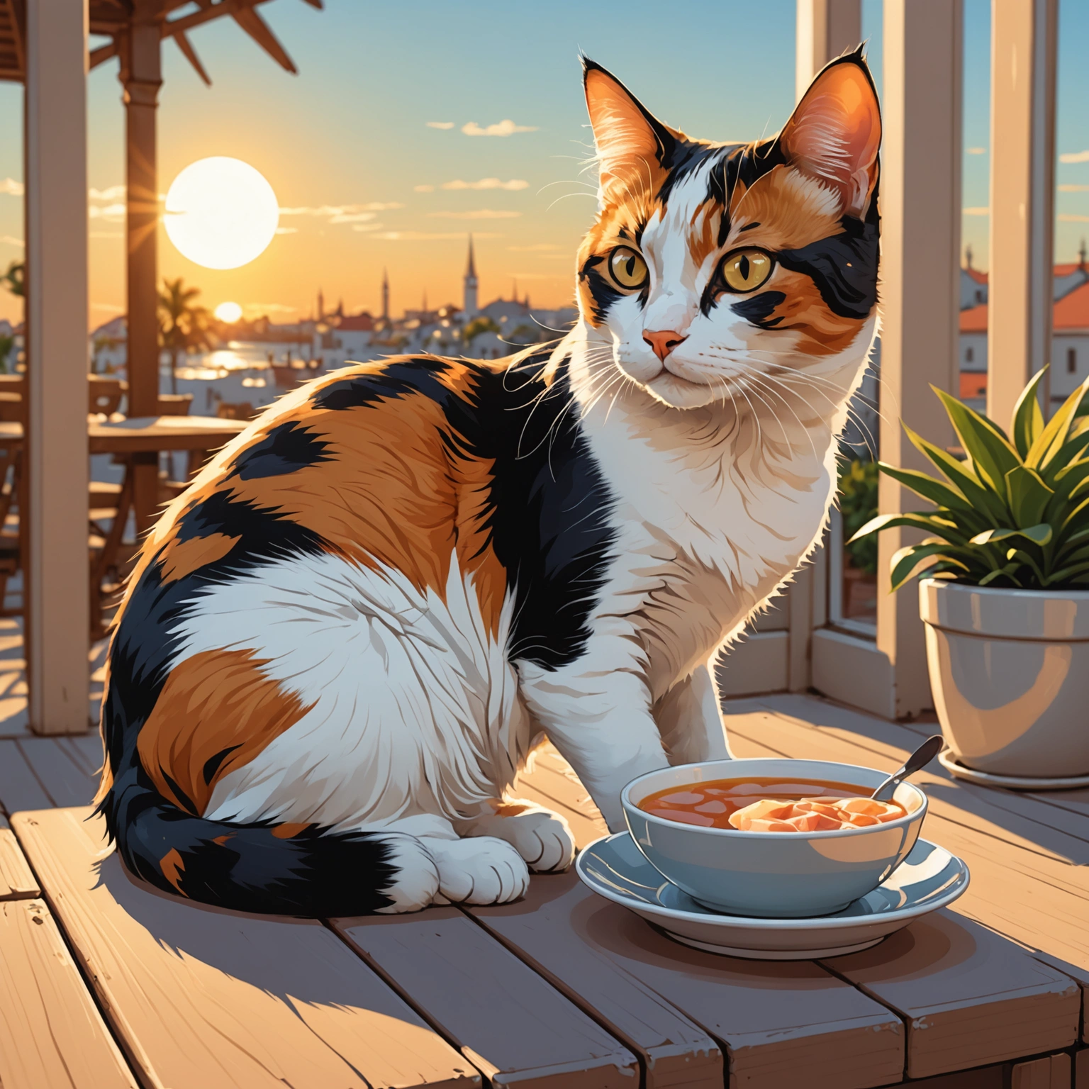 Alexandria Cat Enjoys Luxurious Day of Tuna and Sunsets