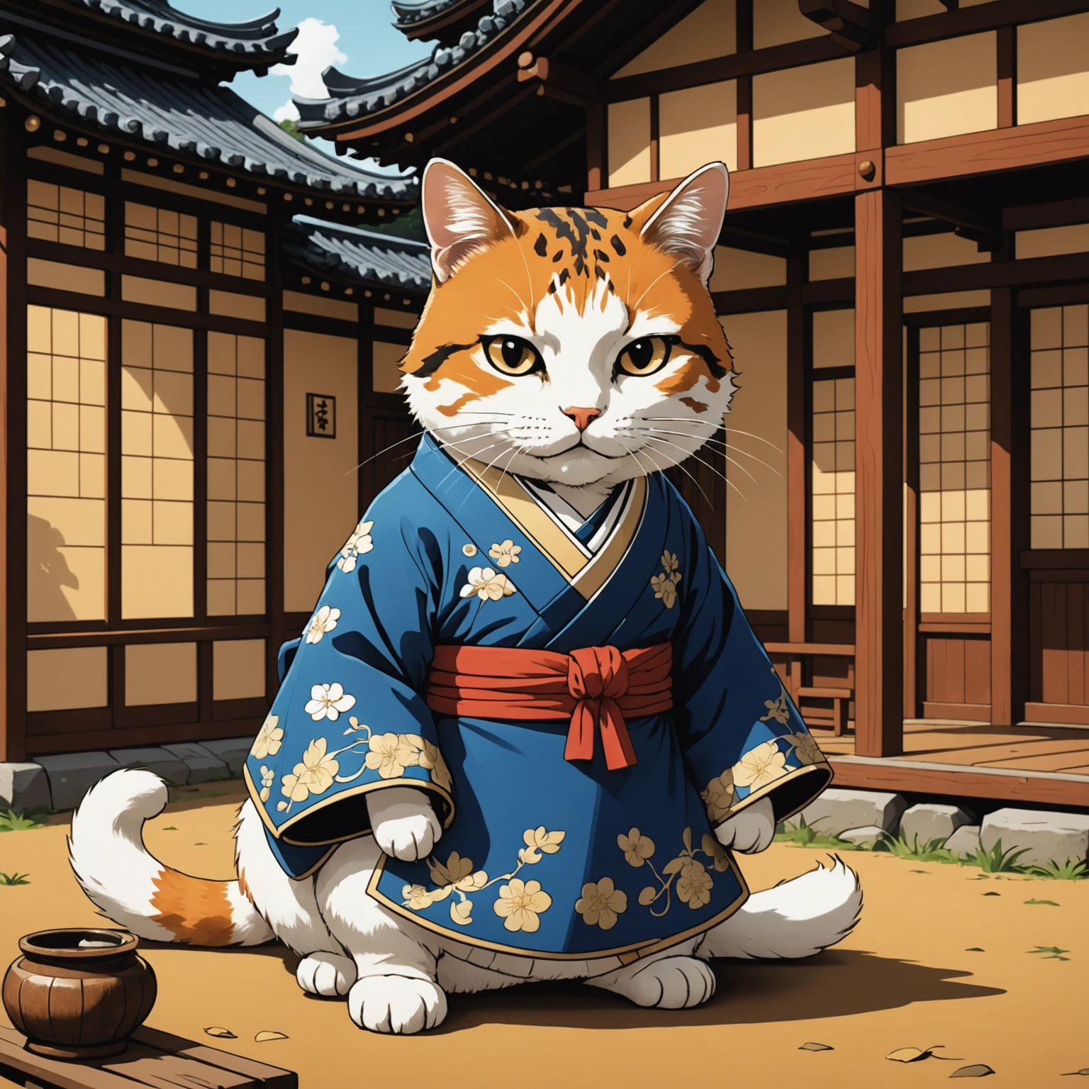 KOFUN PERIOD, CALICO-THEMED STORY ABOUT TOYOTMI HIDEYOSHI FEATURING A MELANCHOLIC CAT