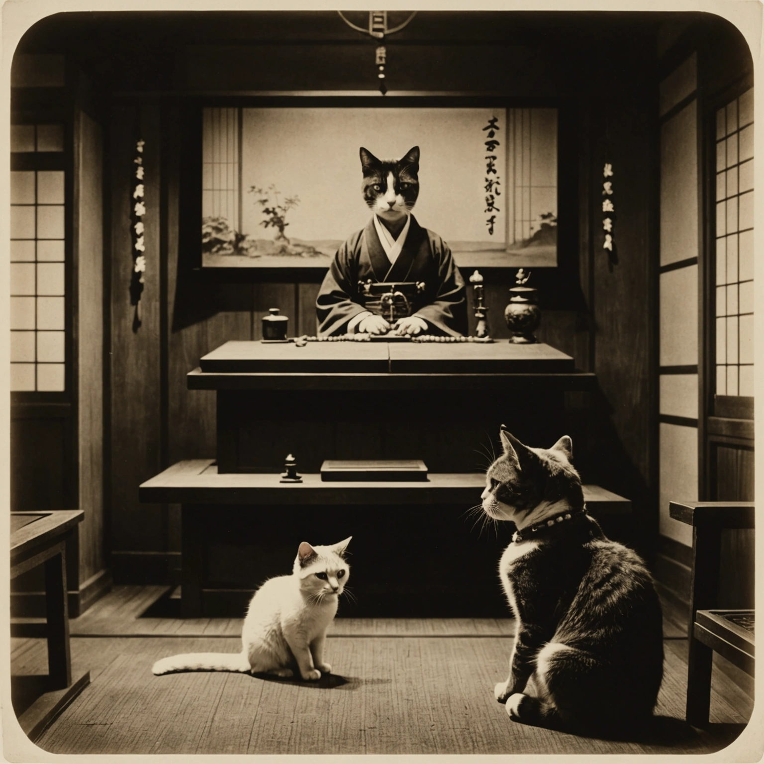 CAT IN LOSS OBSERVES HUMAN LIVES ON SCREEN IN MEIJI ERA CINEMA