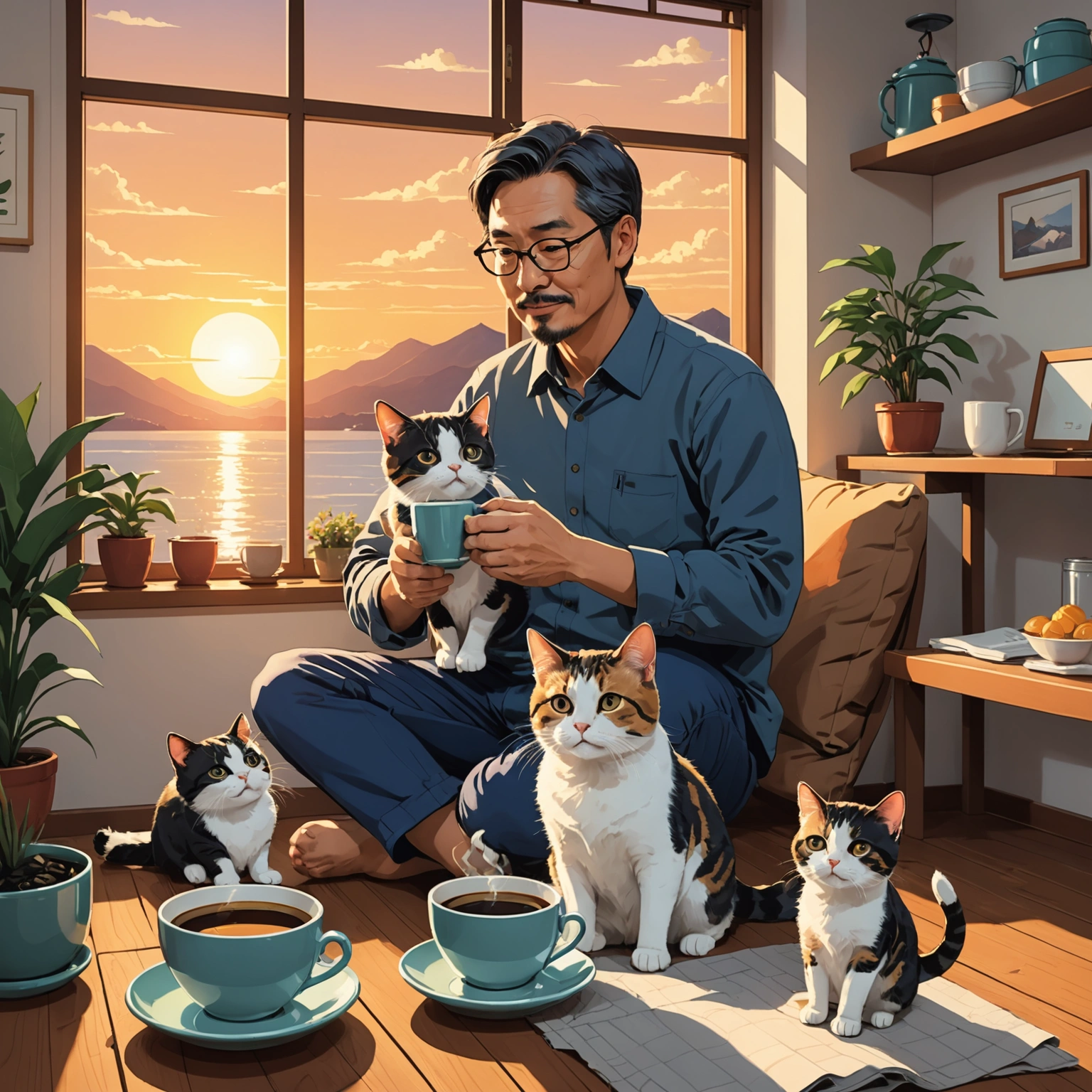 Shizuoka Dad's Cat-tastic Sunrise Secret: Family Bonding Life Hack