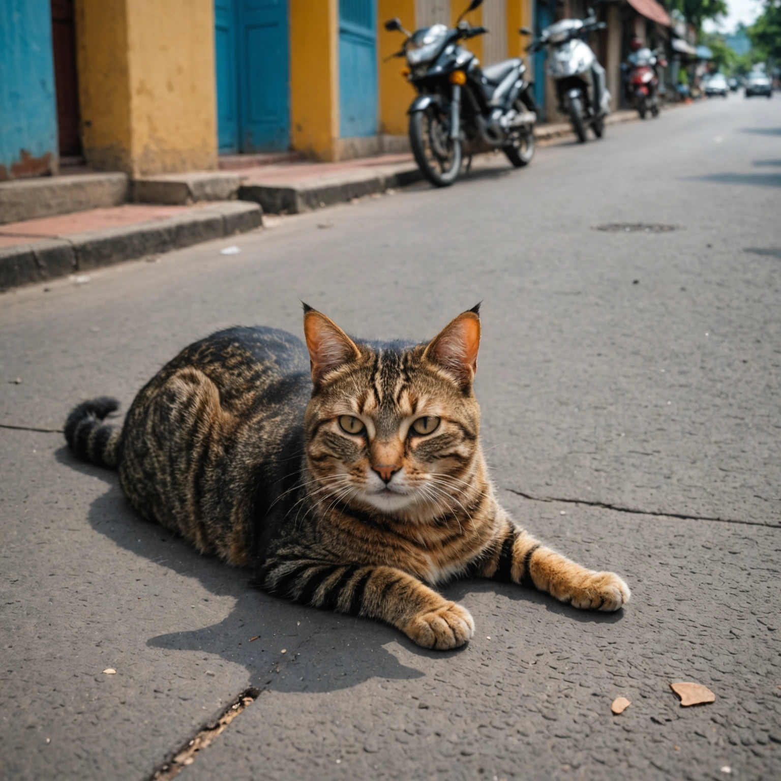 CAT TAKES IT EASY IN BATAM'S HEAT: A LEISURELY NAP