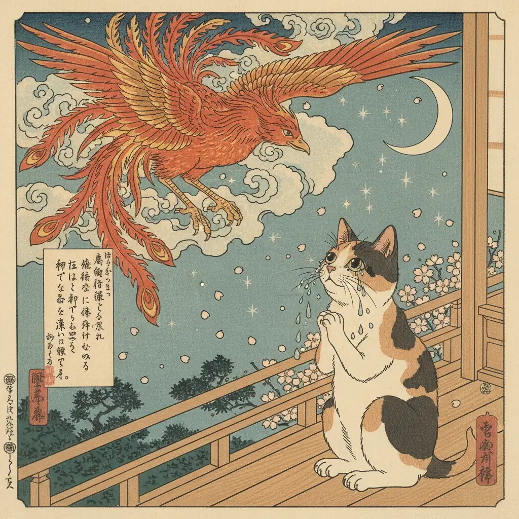 Edo Phoenix Dream: Feline's Silent Plea for Love's Forgiveness Amidst Unfulfilled Stars