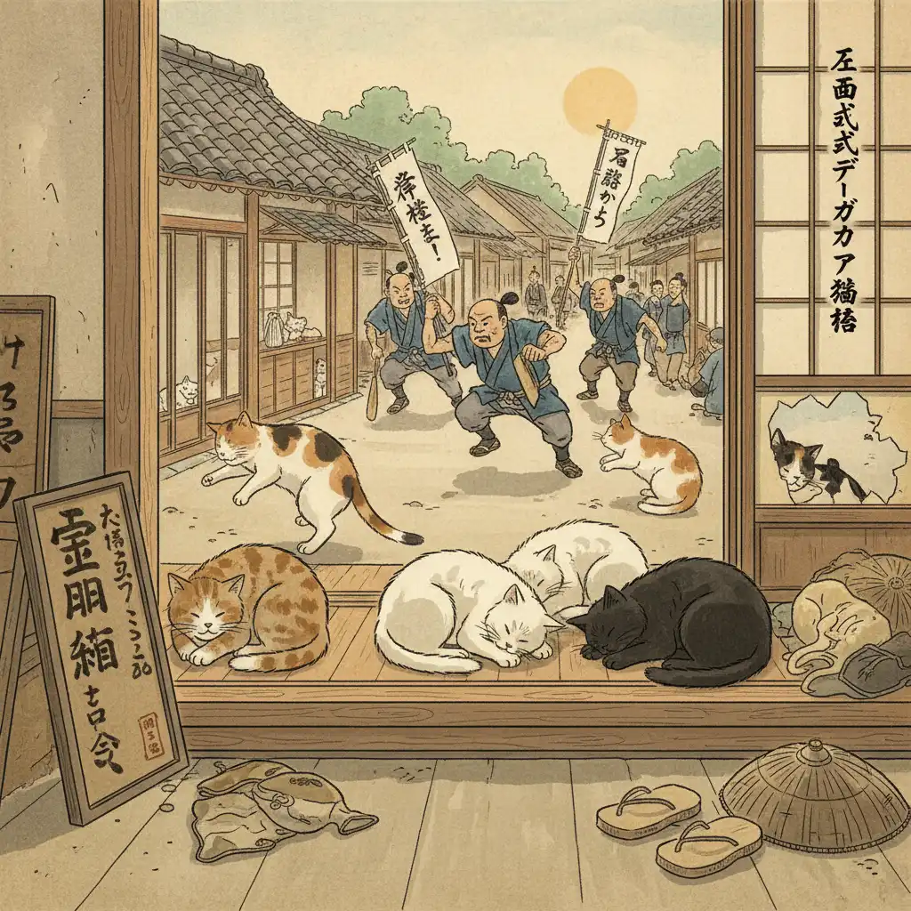 Edo Cats Flee Tax Collectors, Bask in Sun!