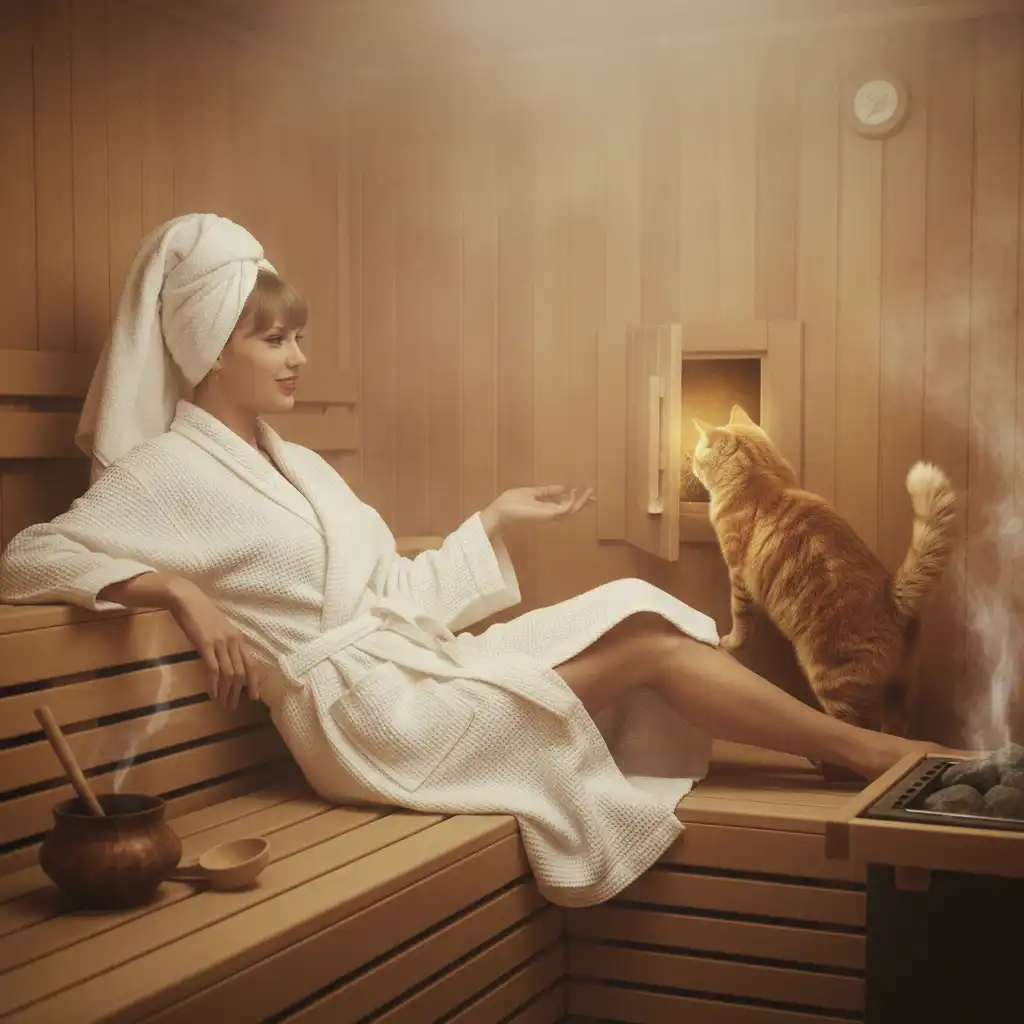 Taylor Swift Cat Fuzzball Finds Secret Passage in Navi Mumbai Sauna Quest