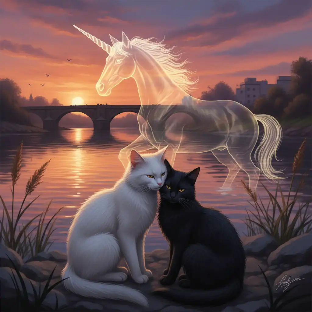 Ludhiana Unicorn Blesses Feline Romance by River