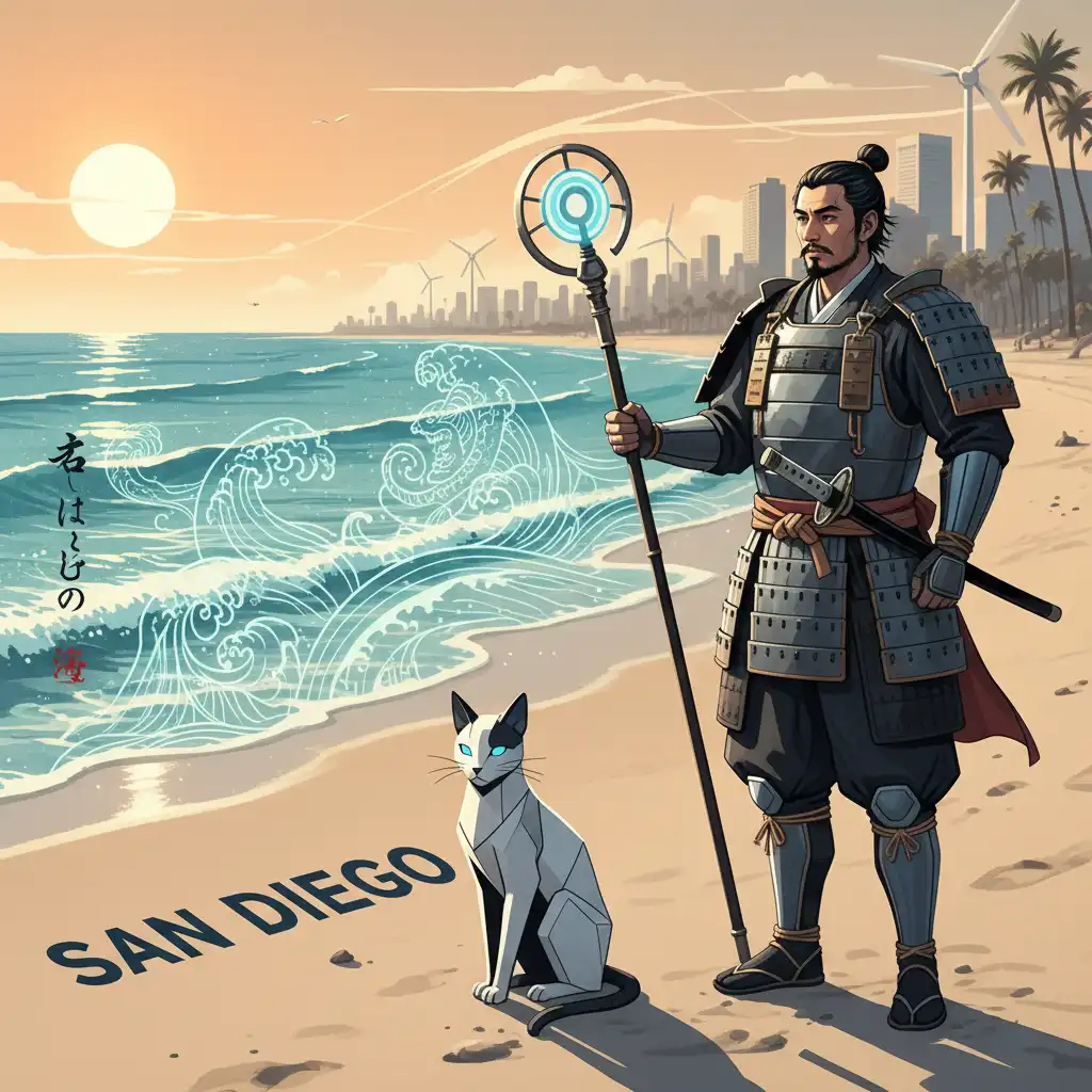 Tokugawa Ieyasu and Minimalist Cat Embrace Future Winds in San Diego