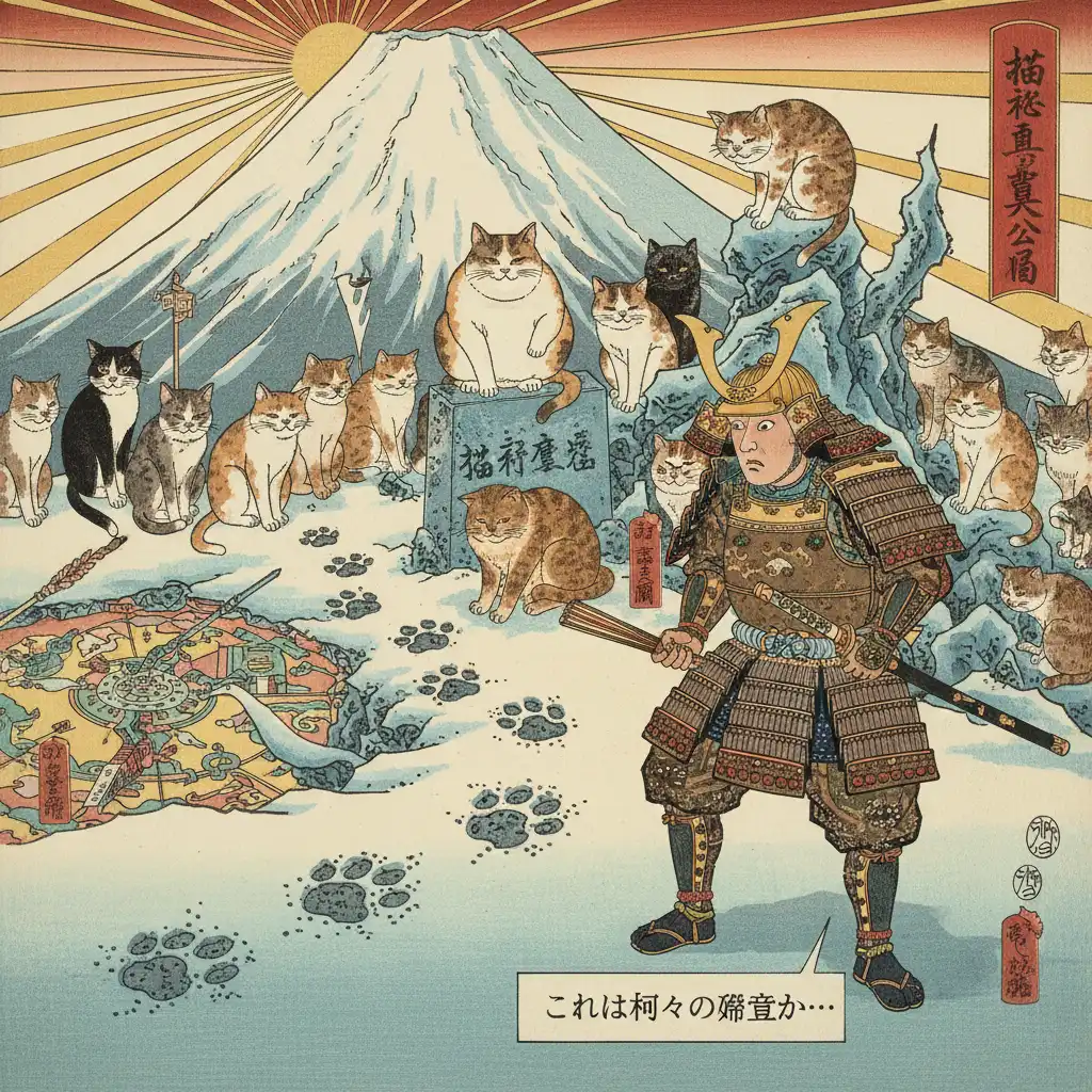Mt. Fuji Summit Mystery: Cats' Paw Prints Confuse Hideyoshi, Who Fears Obstruction