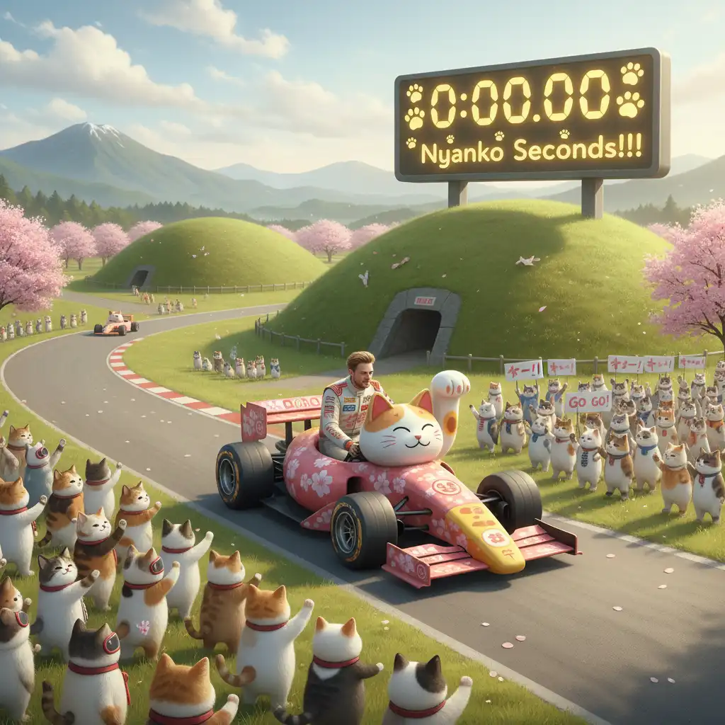 Fukui Kofun: Räikkönen Races Giant Maneki-neko in a Nyan-tastic Time Trial!
