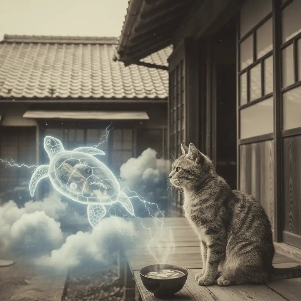 Lonely Cat Ponders Mystical Cloud-borne Turtle Soup in Meiji-era Minamiosawa