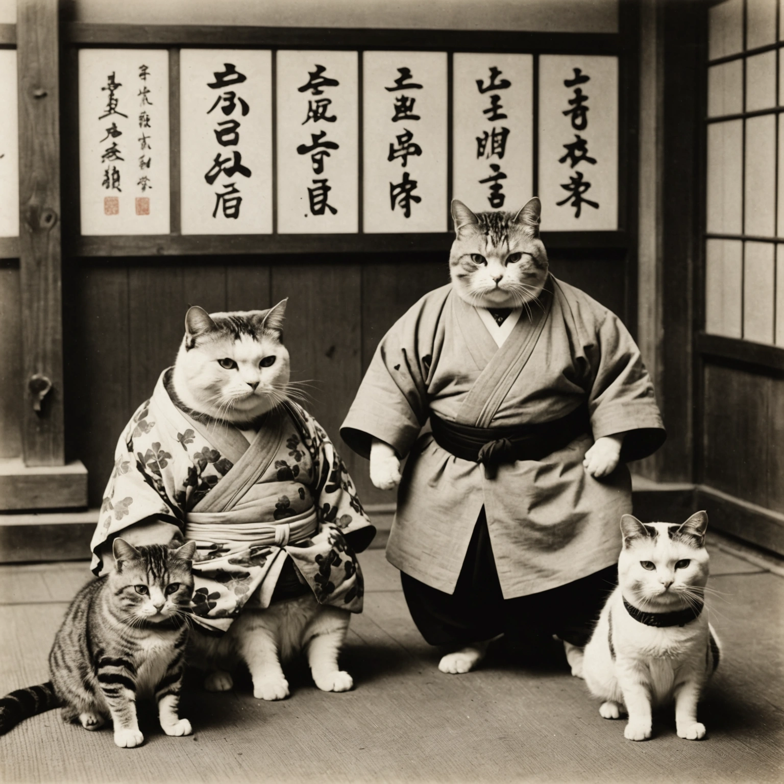 Cats in Meiji Era Osaka Become Sumo Fans 