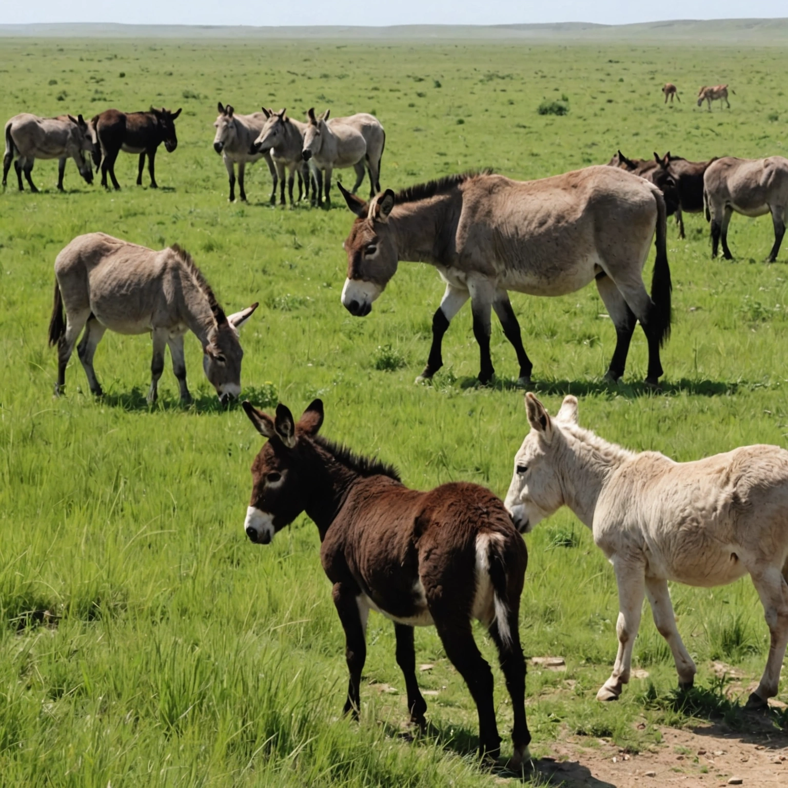 Cats Seek Encounter With Stubborn Donkey in Hohhot Grasslands 