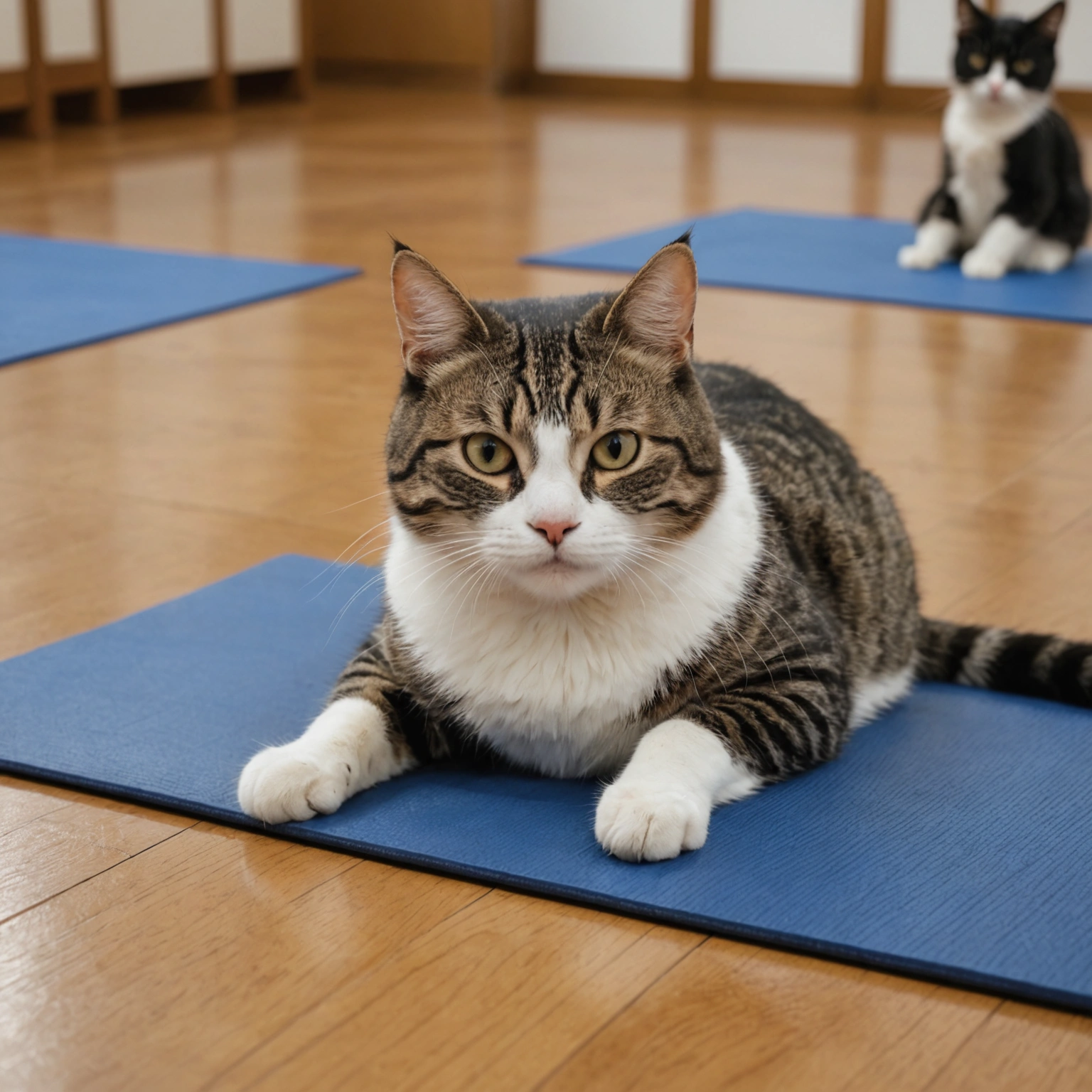 Cat Struggles with Yoga on Ancient Pottery-Inspired Mat 