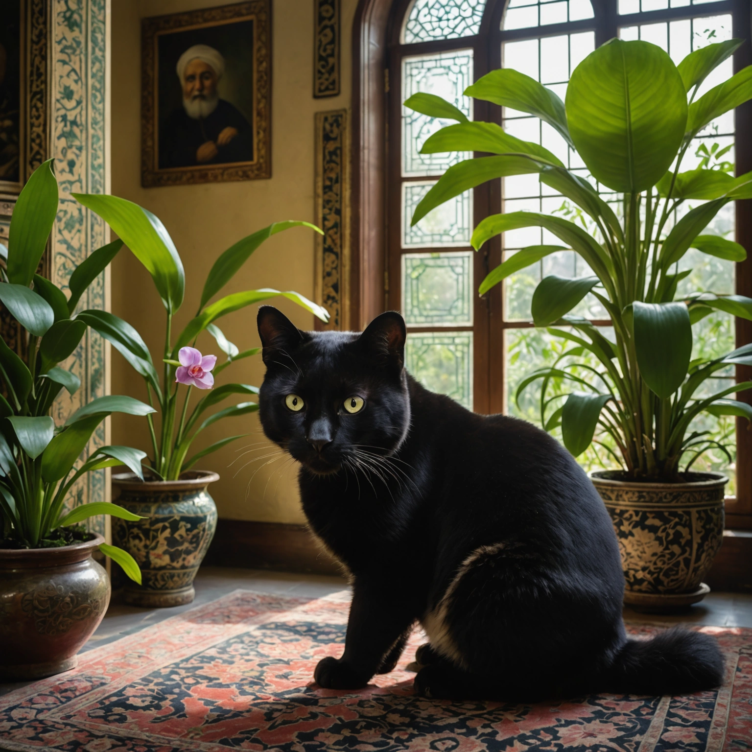 Cat's Eyes Glowing in the Shadow of an Orchid: Panda's Movements Under Surveillance 