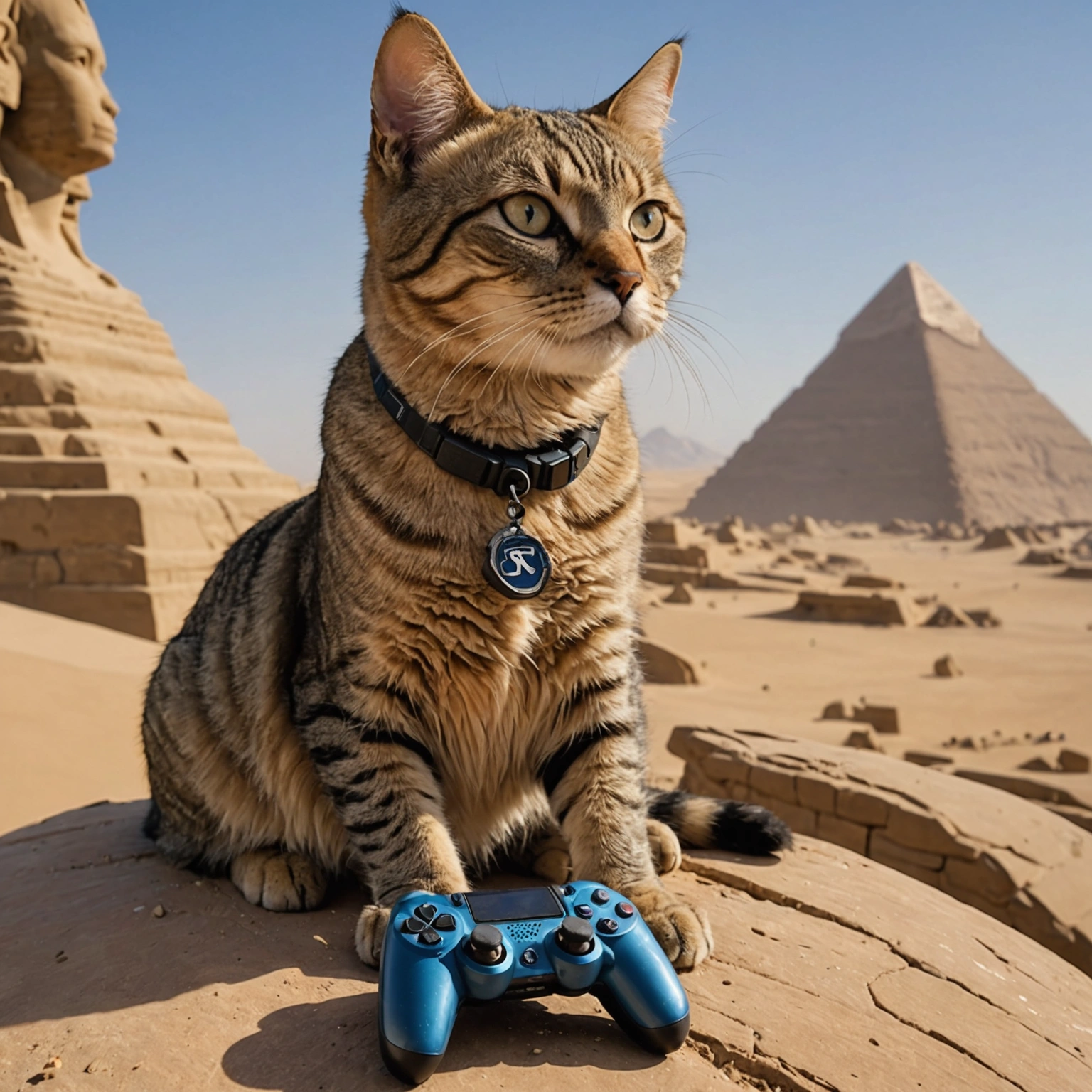 Cat Found Staring at Gran Turismo Controller on Sphinx's Nose 