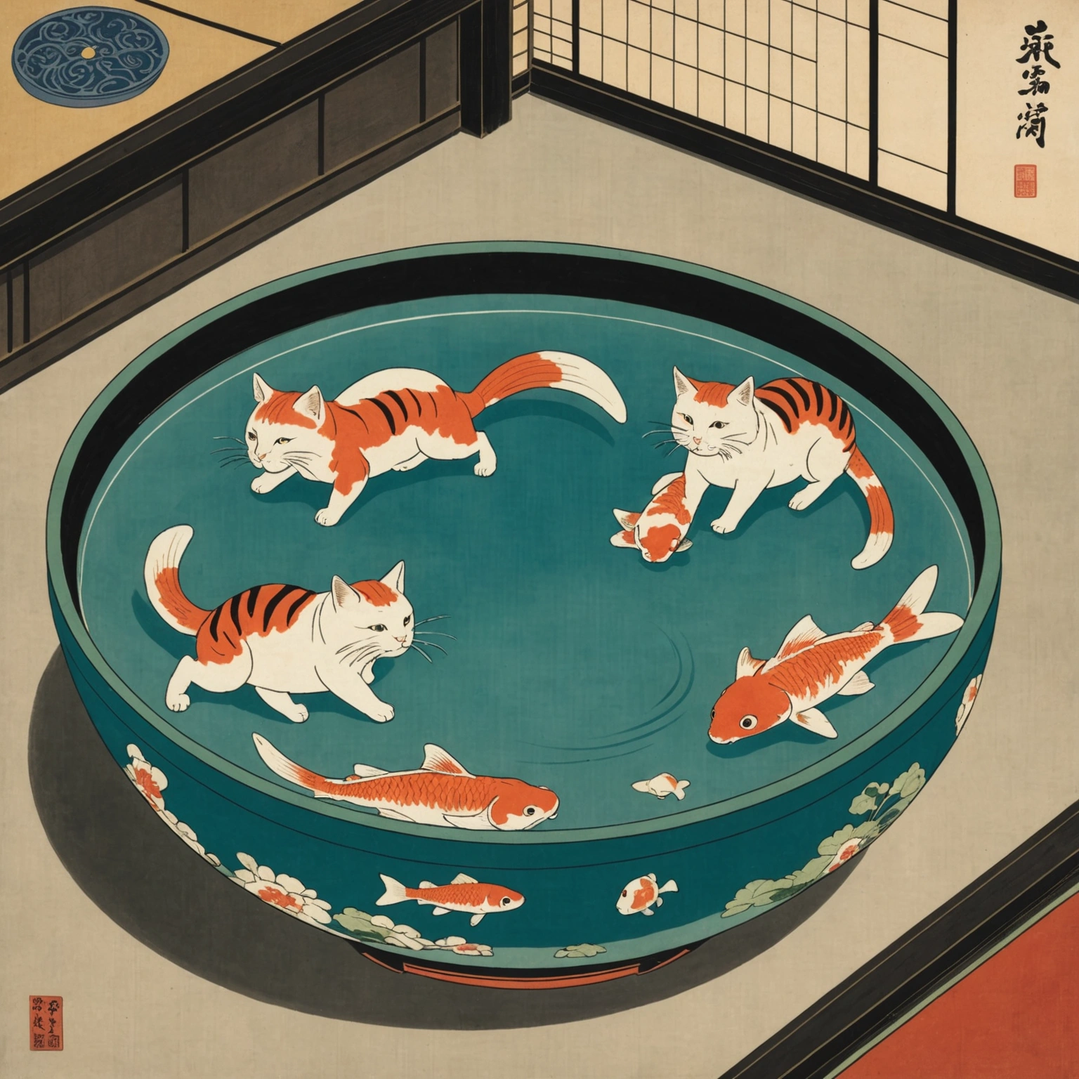 Three Cats Overturn Goldfish Bowl, Face Owner's Wrath 