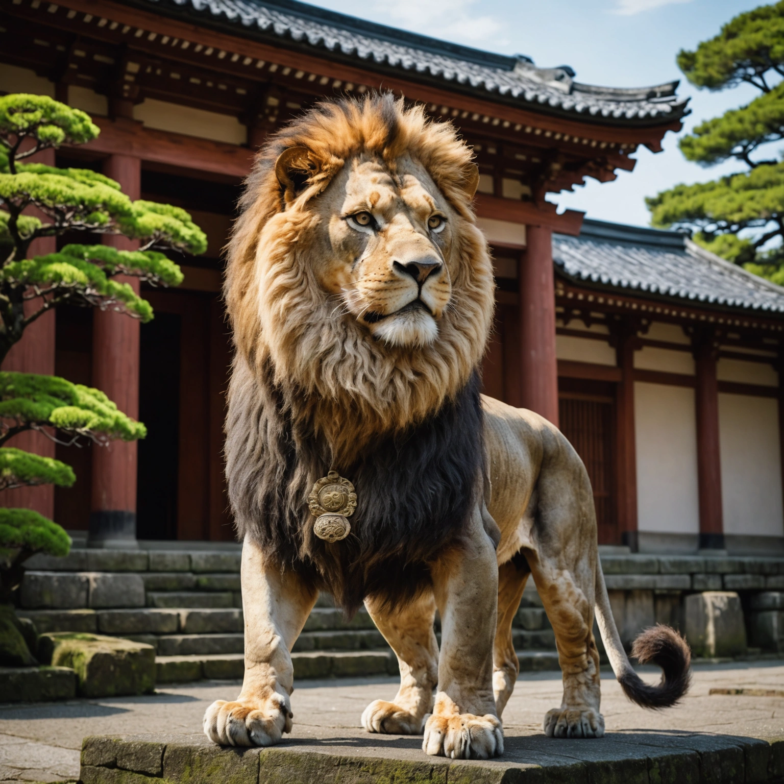 Lion Shows Majesty in Kyoto Temple During Sengoku Period 