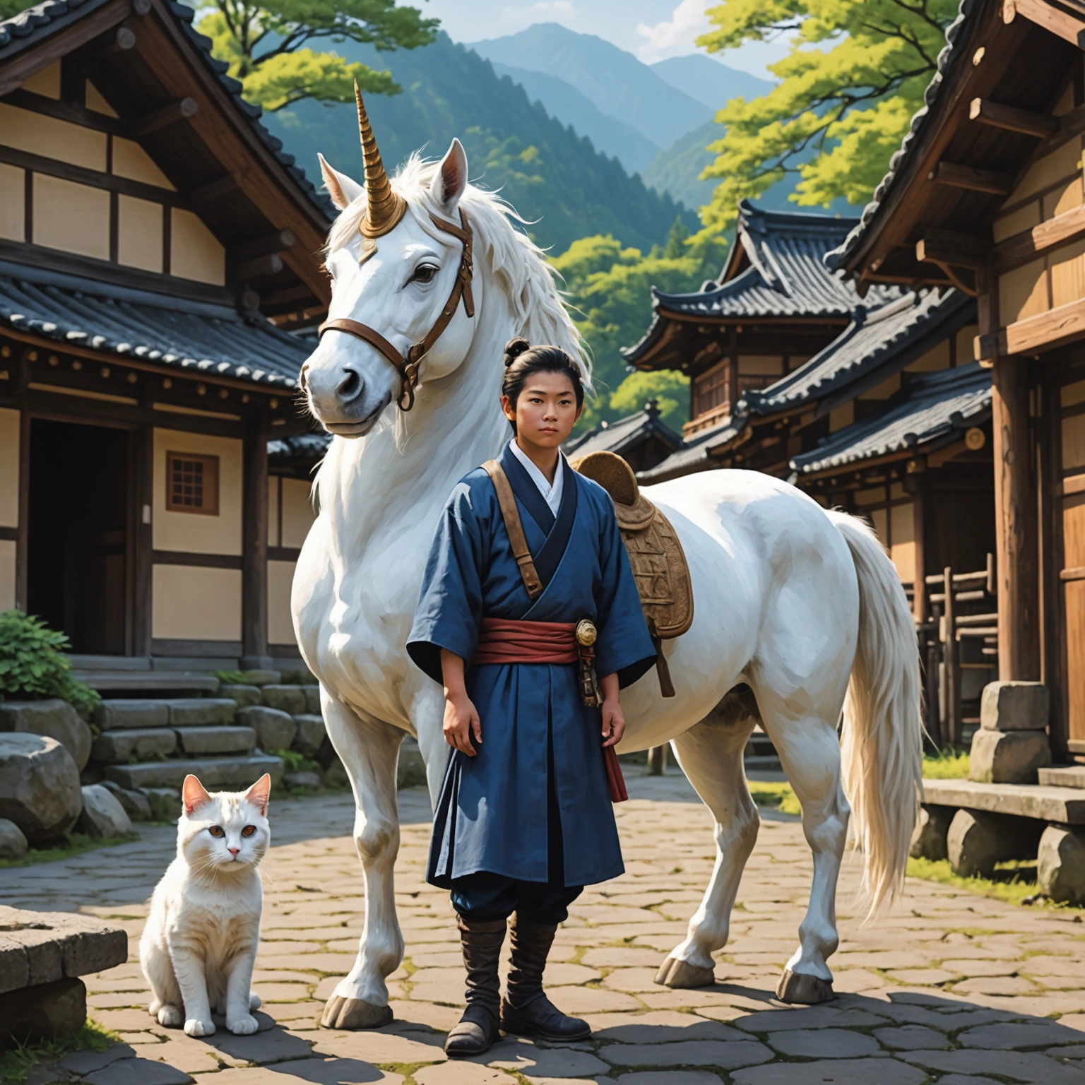 Jomon Period Cat Takes Final Exam With Unicorn Friend 