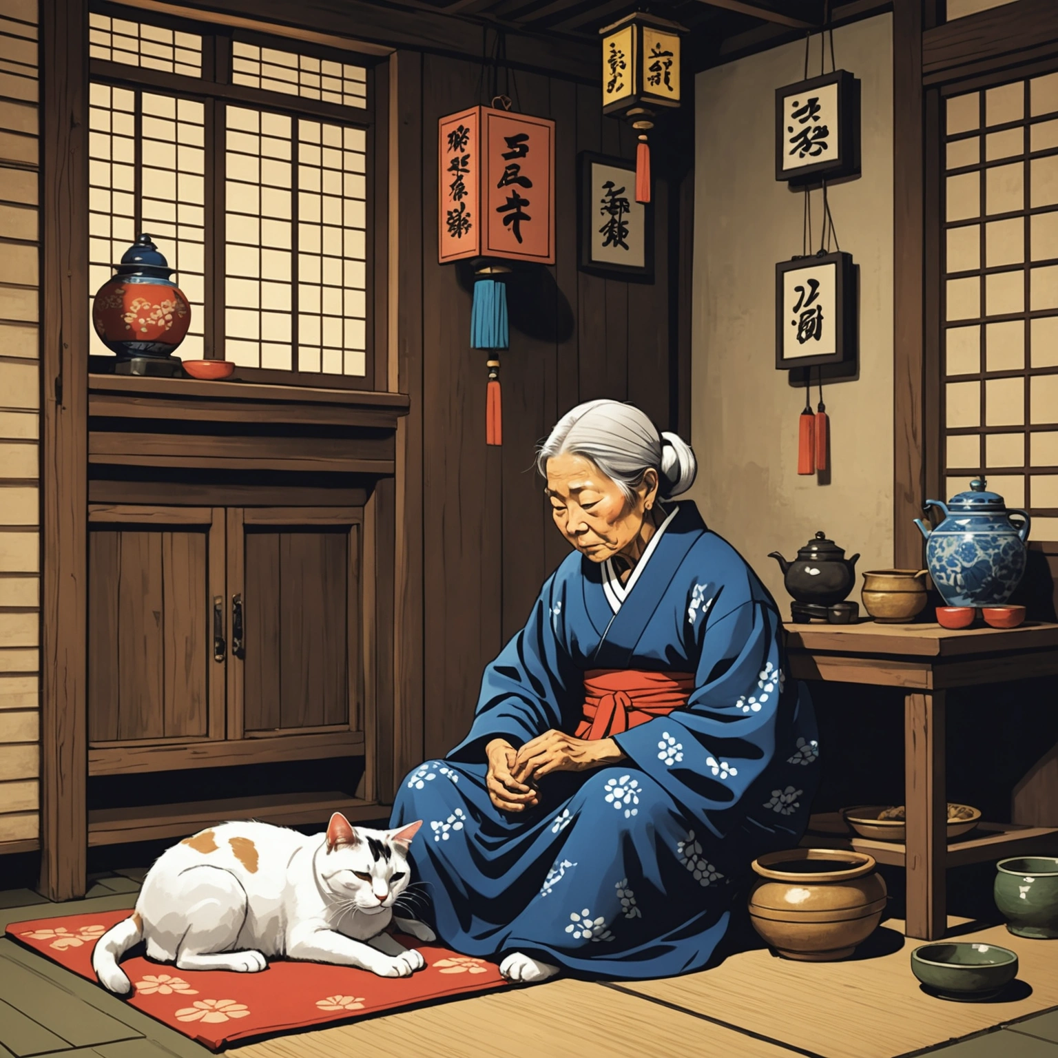 EDO WOMAN AND CAT ENJOY HIP-HOP NAP