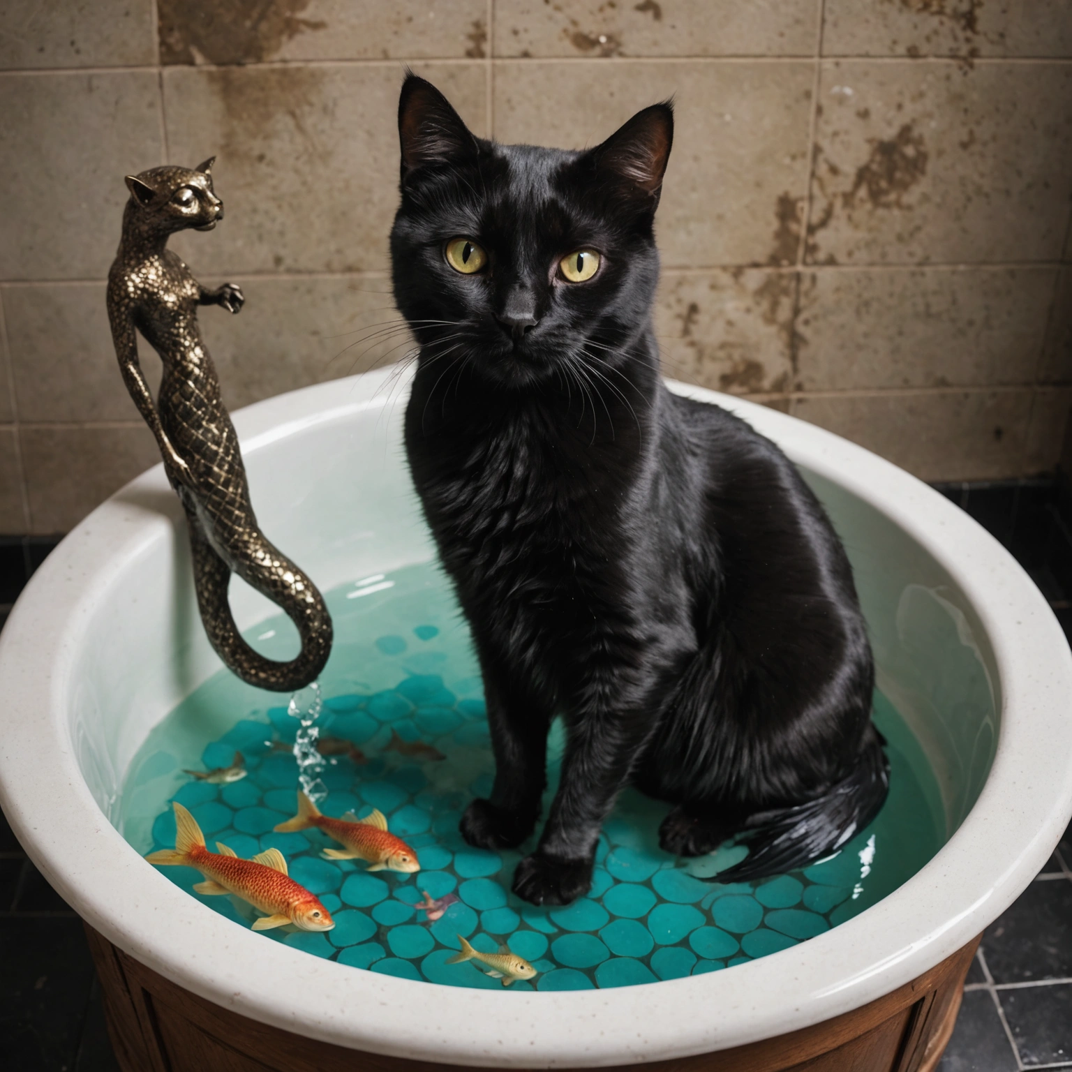 CAT SCRUBS MERMAID BATH IN QINZHOU