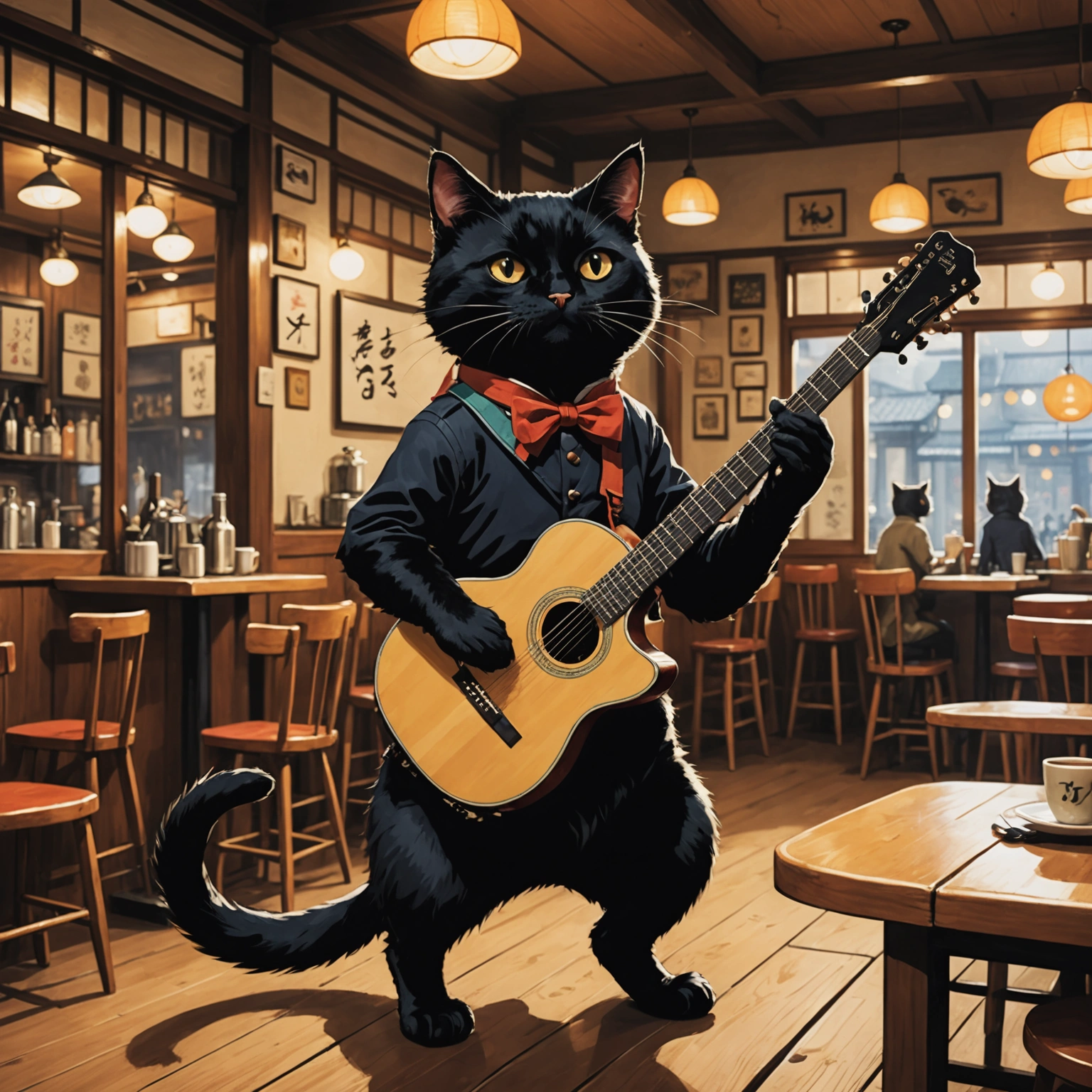 **CAT DANCES ON GUITAR DURING TAISHO CAFE PERFORMANCE**